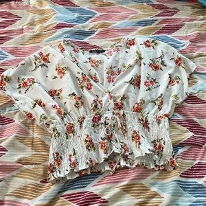 Size large, color white with pink/orange flowers, brand new glory